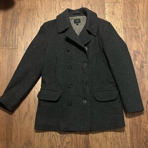 J.Crew Men’s Wool Peacoat with Thinsulate – Charcoal (Style 05535) Large Tall